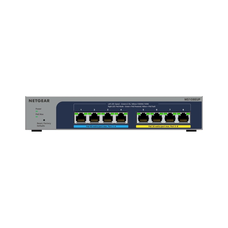 NETGEAR 8-port Ultra60 PoE++ Multi-Gigabit (2.5G) Ethernet Plus Switch Managed L2/L3 2.5G Ethernet (100/1000/2500) Power over Ethernet (PoE) Grey NETGEAR 8-port Ultra60 PoE++ Multi-Gigabit (2.5G) Ethernet Plus Switch Managed L2/L3 2.5G Ethernet (100/1000/2500) Power over Ethernet (PoE) Grey