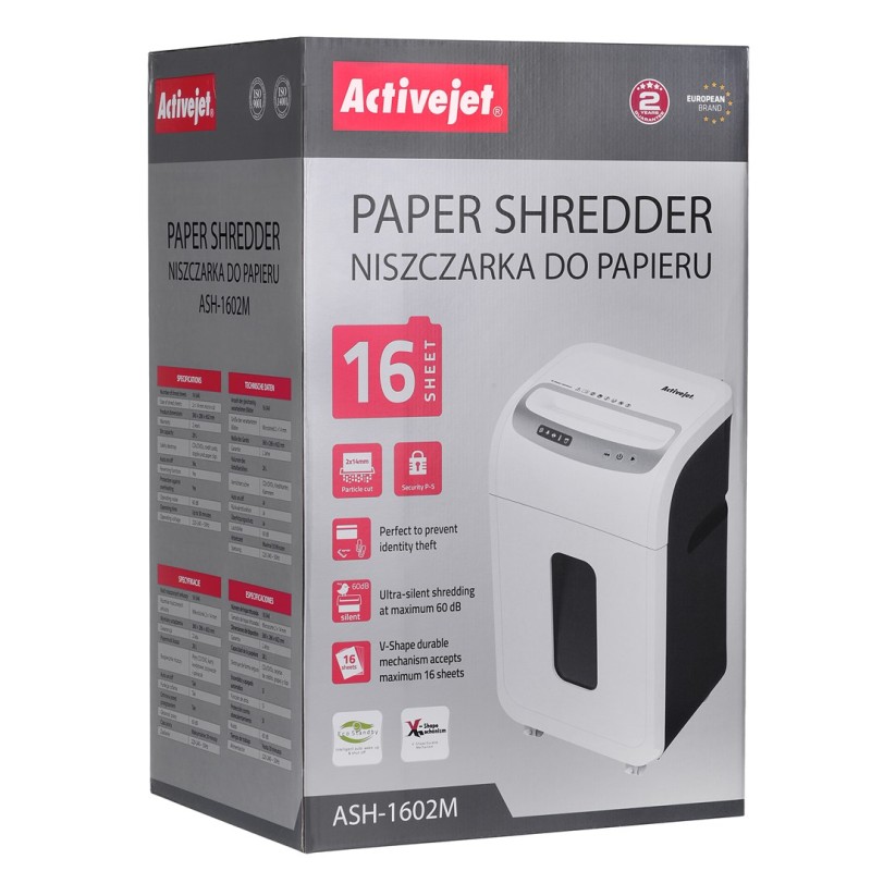 Activejet ASH-1602M Shredder for documents, white color. Activejet ASH-1602M Shredder for documents, white color.