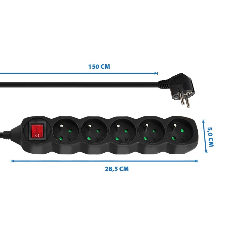 Esperanza ELK214K Power strip 5GN/1,5M Black Esperanza ELK214K Power strip 5GN/1,5M Black