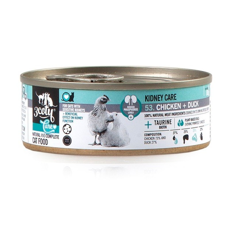 3COTY Chicken with duck Kidney care - wet cat food - 80g 3COTY Chicken with duck Kidney care - wet cat food - 80g