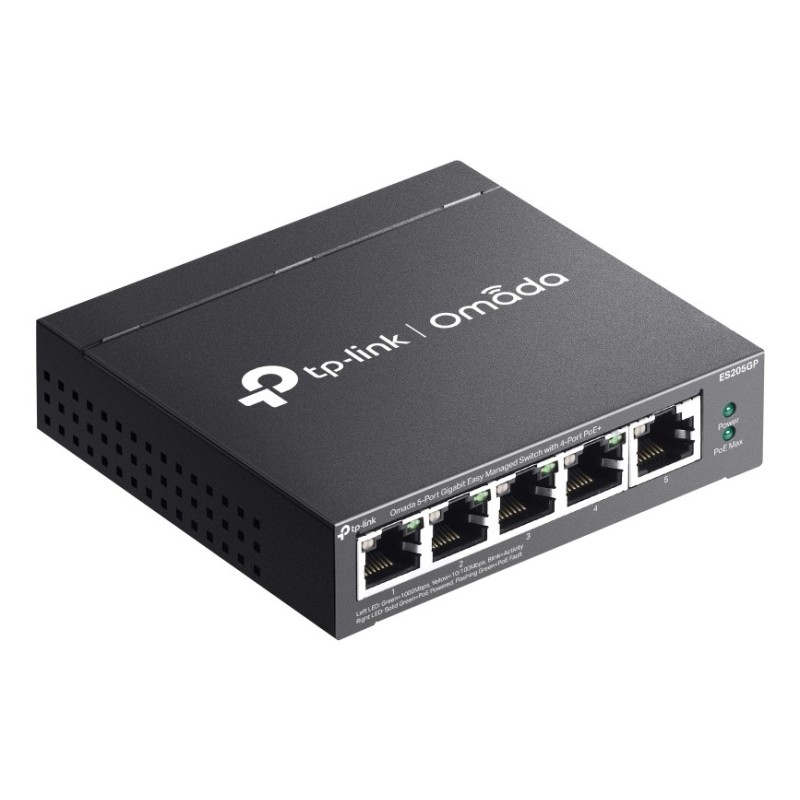 TP-Link Omada ES205G Managed Gigabit Ethernet (10/100/1000) Power over Ethernet (PoE) Black TP-Link Omada ES205G Managed Gigabit Ethernet (10/100/1000) Power over Ethernet (PoE) Black