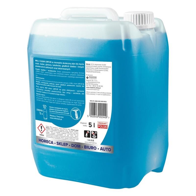Mill Clean Wash liquid for cleaning windows, glass, mirrors, tiles 5 L Mill Clean Wash liquid for cleaning windows, glass, mirrors, tiles 5 L