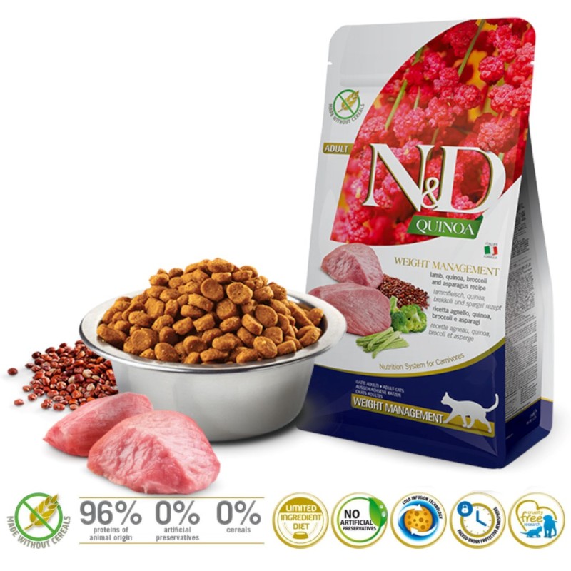 FARMINA N&D Quinoa Weight Management Lamb&Broccoli - dry cat food - 5 kg FARMINA N&D Quinoa Weight Management Lamb&Broccoli - dry cat food - 5 kg