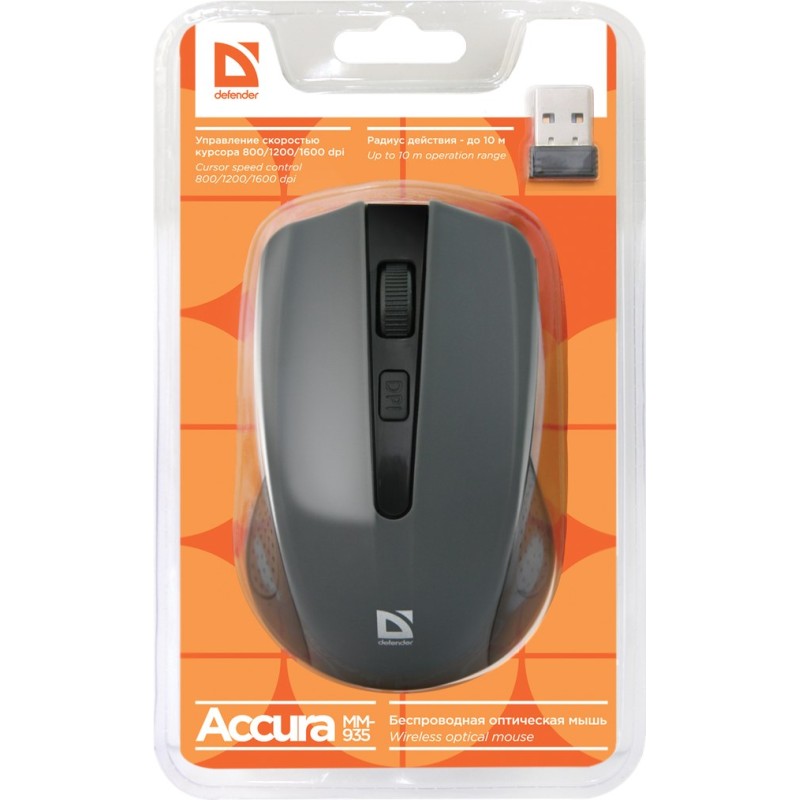 Defender MM-935 mouse Ambidextrous RF Wireless Optical 1600 DPI Defender MM-935 mouse Ambidextrous RF Wireless Optical 1600 DPI