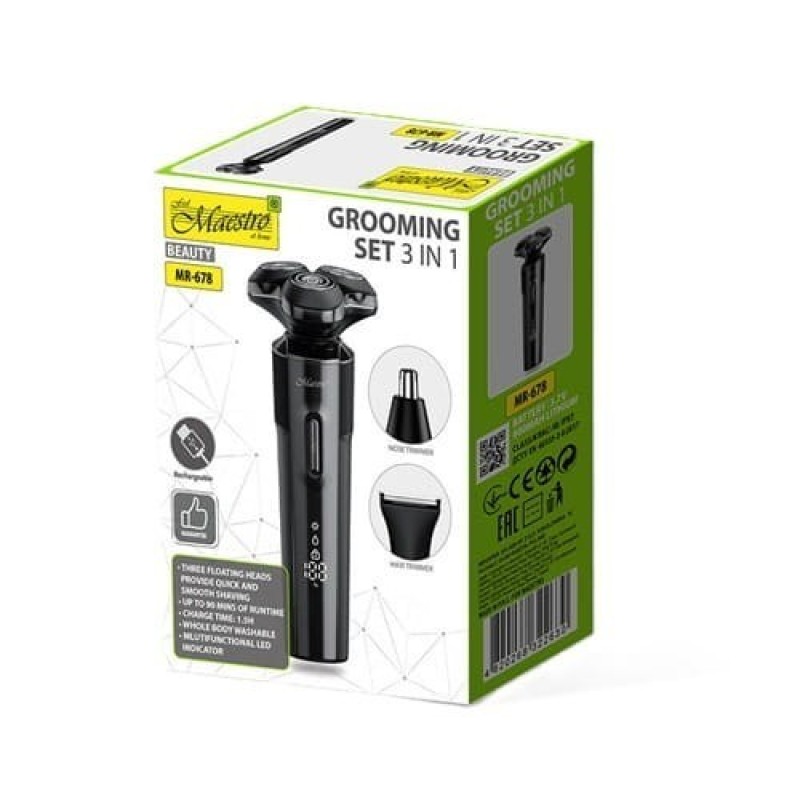 MAESTRO MR-678 3-in-1 Shaving Kit USBDo 90 min MAESTRO MR-678 3-in-1 Shaving Kit USBDo 90 min