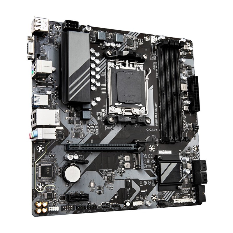 GIGABYTE A620M DS3H Motherboard - Supports AMD Ryzen 8000 CPUs, 5+2+2 Phases Digital VRM, up to 7600MHz DDR5 (OC), 1xPCIe 4.0 M.2, GbE LAN, USB 3.2 Gen 1 GIGABYTE A620M DS3H Motherboard - Supports AMD Ryzen 8000 CPUs, 5+2+2 Phases Digital VRM, up to 7600MHz DDR5 (OC), 1xPCIe 4.0 M.2, GbE LAN, USB 3.2 Gen 1