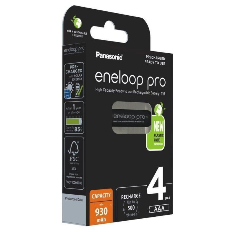 Rechargeable batteries PANASONIC ENELOOP PRO AAA 930 mAh 4 szt (BK-4HCDE/4CP) Rechargeable batteries PANASONIC ENELOOP PRO AAA 930 mAh 4 szt (BK-4HCDE/4CP)