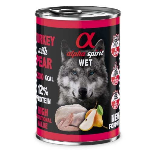 ALPHA SPIRIT WET Turkey with pear - wet dog food - 400g ALPHA SPIRIT WET Turkey with pear - wet dog food - 400g