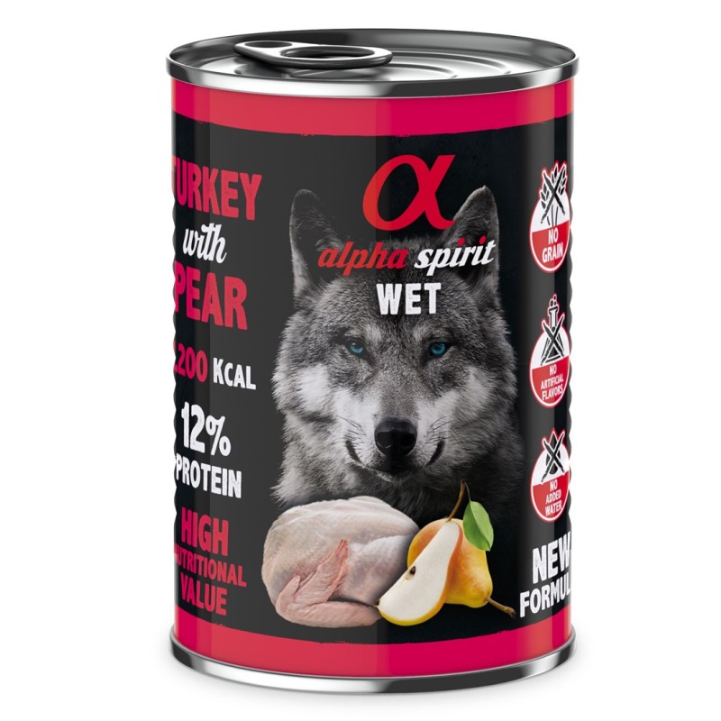 ALPHA SPIRIT WET Turkey with pear - wet dog food - 400g
