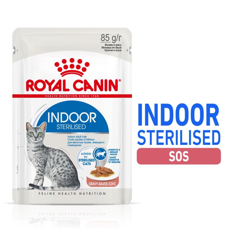 ROYAL CANIN Indoor Sterilized - Wet food for adult cats - Chunks in sauce 12x85 g ROYAL CANIN Indoor Sterilized - Wet food for adult cats - Chunks in sauce 12x85 g