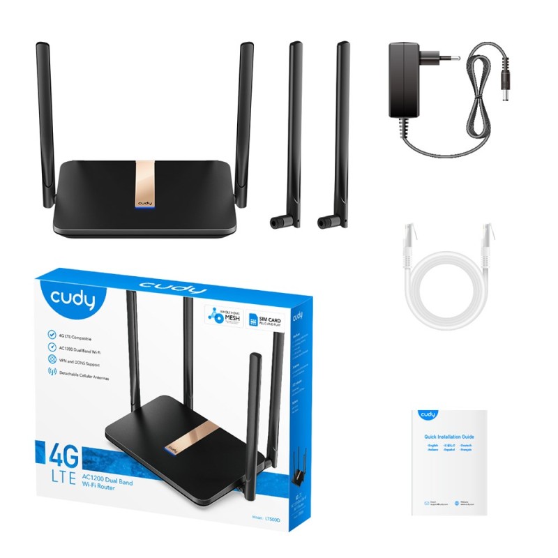 Cudy LT500D wireless router Fast Ethernet Dual-band (2.4 GHz / 5 GHz) 4G Black Cudy LT500D wireless router Fast Ethernet Dual-band (2.4 GHz / 5 GHz) 4G Black