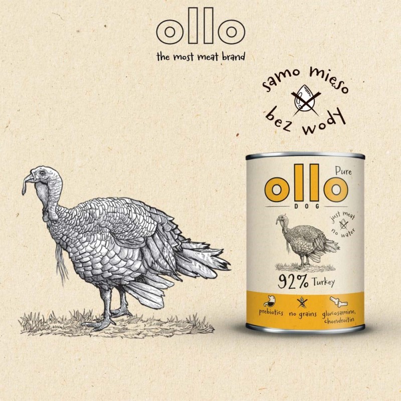 OLLO Pure Turkey - wet dog food - 850g