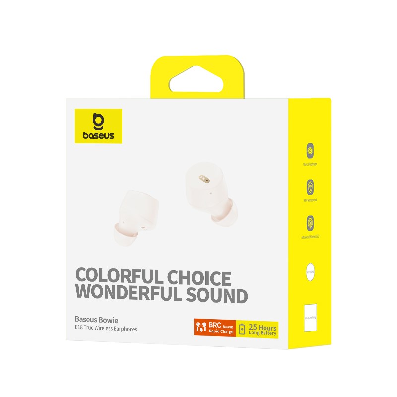 Baseus Bowie E18 Headset True Wireless Stereo (TWS) In-ear Calls/Music USB Type-C Bluetooth White Baseus Bowie E18 Headset True Wireless Stereo (TWS) In-ear Calls/Music USB Type-C Bluetooth White