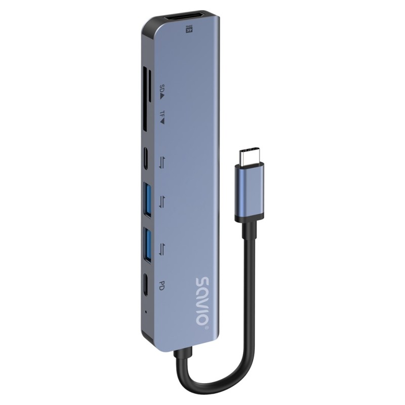 Savio AK-82 interface hub USB Type-C 5000 Mbit/s Black Savio AK-82 interface hub USB Type-C 5000 Mbit/s Black