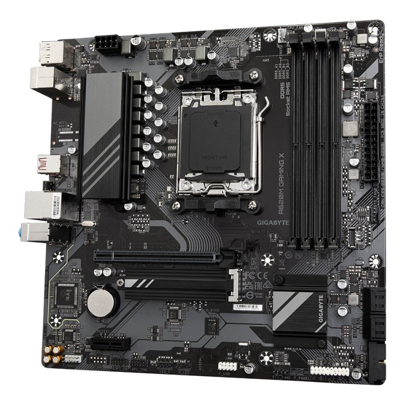 GIGABYTE A620M GAMING X Motherboard - Supports AMD Ryzen 8000 CPUs, 8+2+1 Phases Digital VRM, up to 8000MHz DDR5 (OC), 1xPCIe 4.0 M.2, GbE LAN, USB 3.2 Gen 2 GIGABYTE A620M GAMING X Motherboard - Supports AMD Ryzen 8000 CPUs, 8+2+1 Phases Digital VRM, up to 8000MHz DDR5 (OC), 1xPCIe 4.0 M.2, GbE LAN, USB 3.2 Gen 2