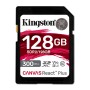 Kingston Technology 128GB Canvas React Plus SDXC UHS-II 300R/260W U3 V90 for Full HD/4K/8K