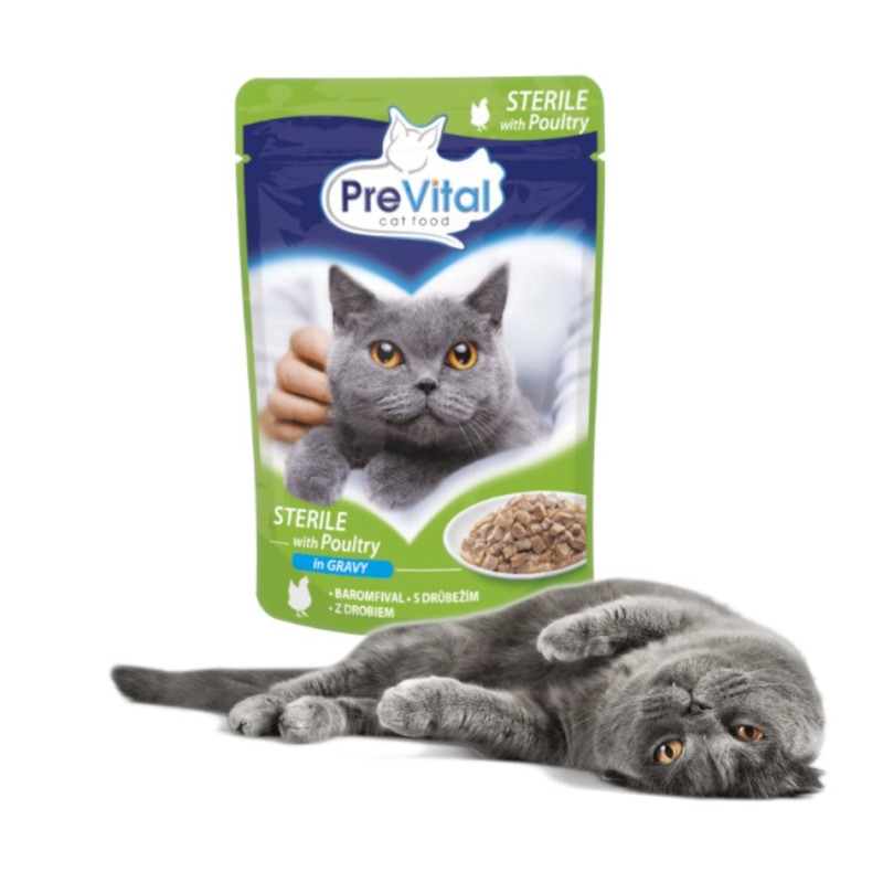PREVITAL Cat Food Sterile Poultry in Sauce - Wet Cat Food - Pouch 100 g PREVITAL Cat Food Sterile Poultry in Sauce - Wet Cat Food - Pouch 100 g