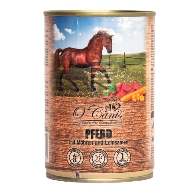 O'CANIS Horse meat with vegetables and linseed  - Wet dog food - 400 g