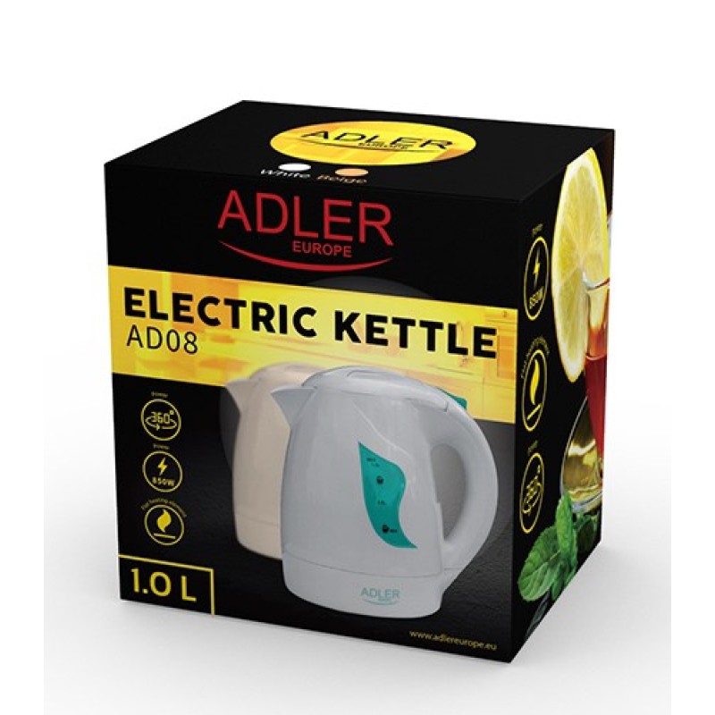 Adler AD 08 w electric kettle 1 L 850 W White Adler AD 08 w electric kettle 1 L 850 W White