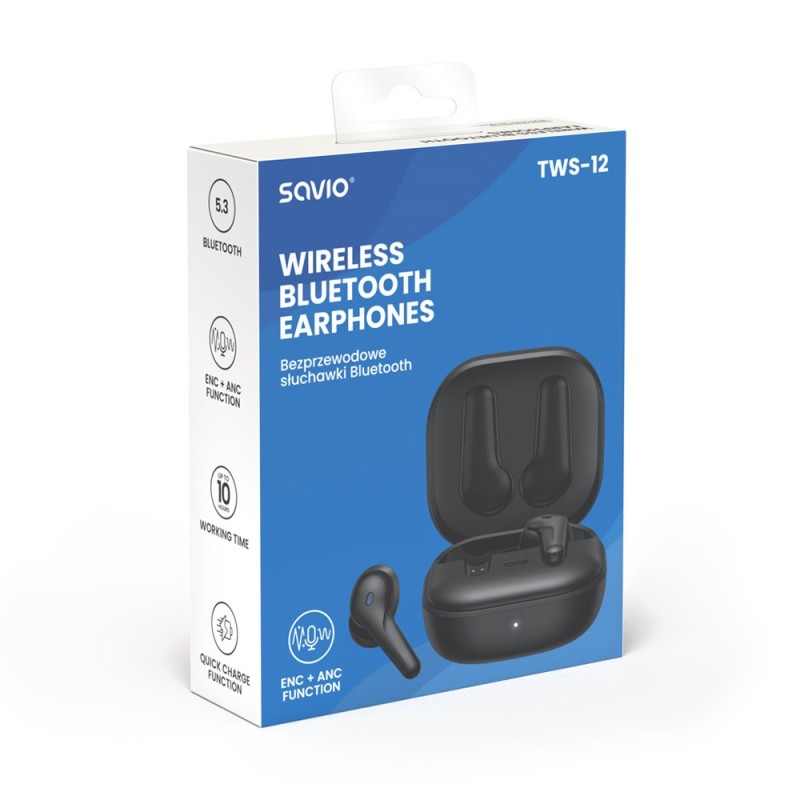 SAVIO Wireless BLUETOOTH 5.3 TWS-12 headphones SAVIO Wireless BLUETOOTH 5.3 TWS-12 headphones