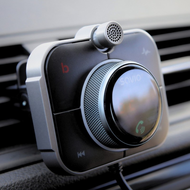 SAVIO FM transmitter, Bluetooth 5.0, QC/PD 3.0 charger, ENC, AUX OUT, Micro SD, TR-14, black SAVIO FM transmitter, Bluetooth 5.0, QC/PD 3.0 charger, ENC, AUX OUT, Micro SD, TR-14, black