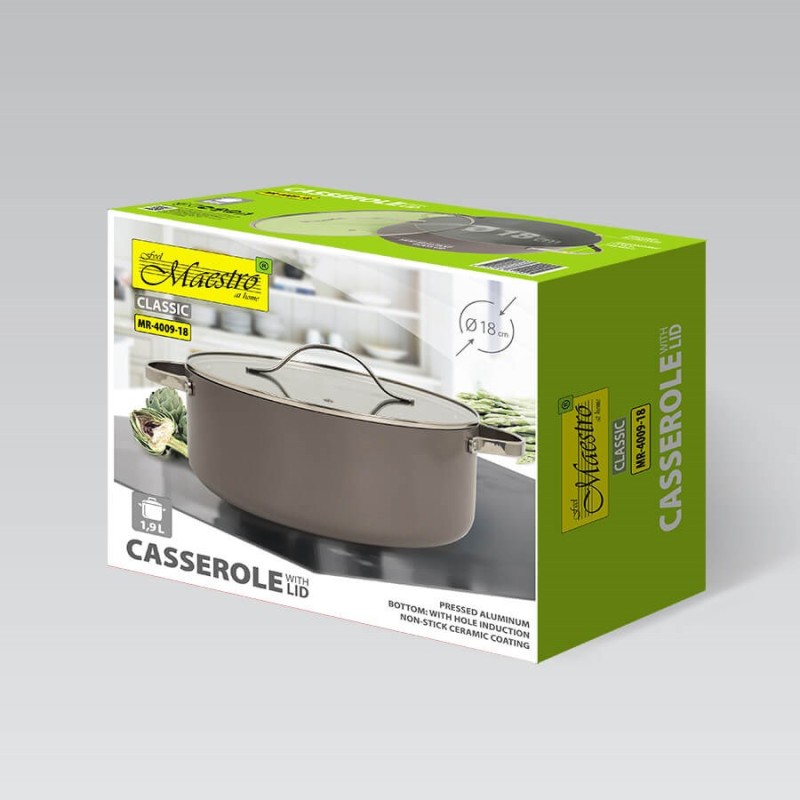 Casserole with lid MAESTRO MR-4009 (MR-4009-18) 18 cm 1,9 l Grey Casserole with lid MAESTRO MR-4009 (MR-4009-18) 18 cm 1,9 l Grey