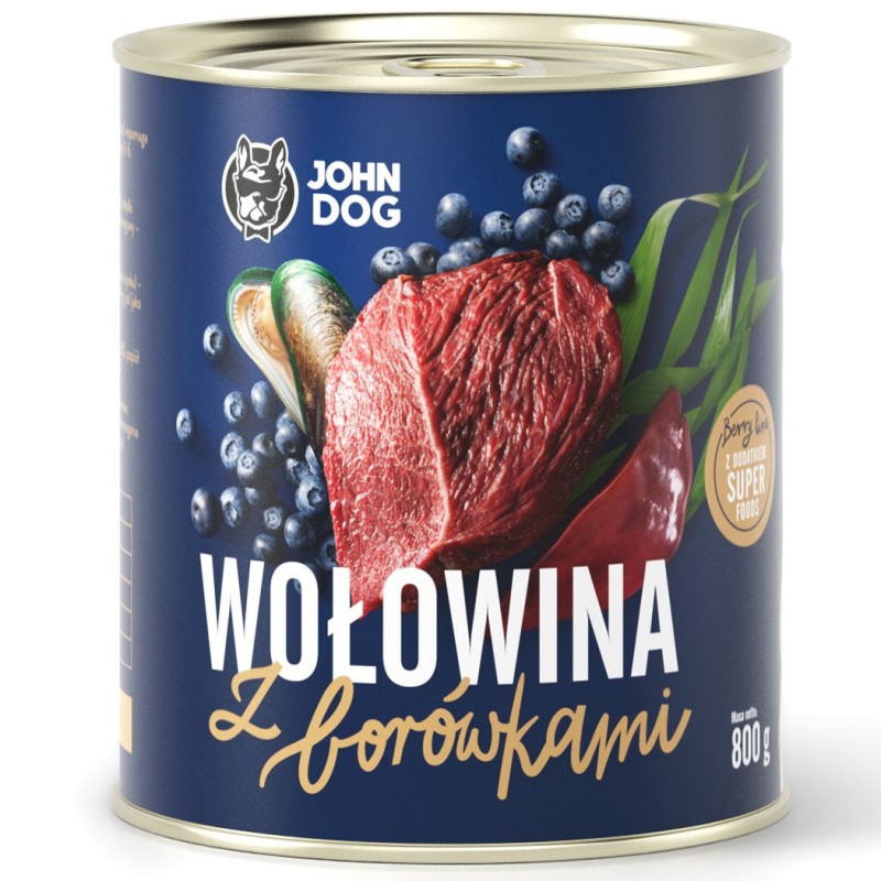 JOHN DOG Berry line Beef with blueberries - wet dog food - 800g JOHN DOG Berry line Beef with blueberries - wet dog food - 800g
