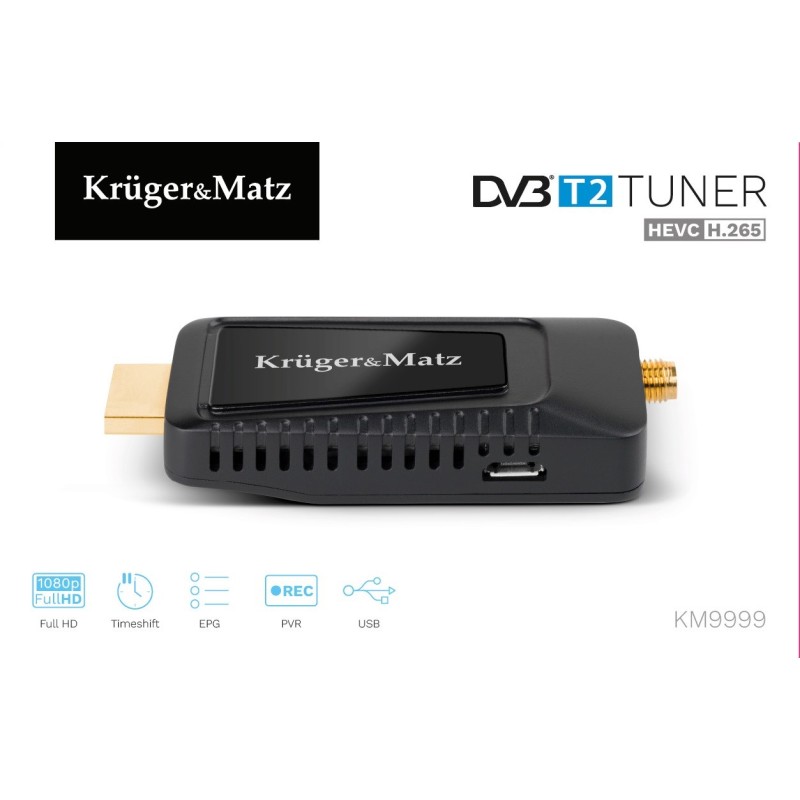 KRUGER & MATZ mini Tuner DVB-T2 H.265 HEVC KM9999 KRUGER & MATZ mini Tuner DVB-T2 H.265 HEVC KM9999