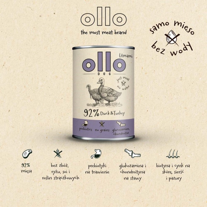 OLLO Umami Duck and turkey - wet dog food - 850g