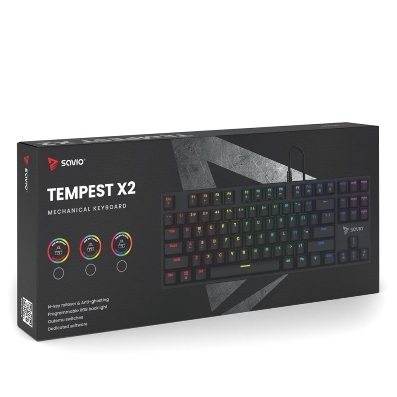 Savio Tempest x2 RGB mechanical keyboard, Outemu BLUE Savio Tempest x2 RGB mechanical keyboard, Outemu BLUE
