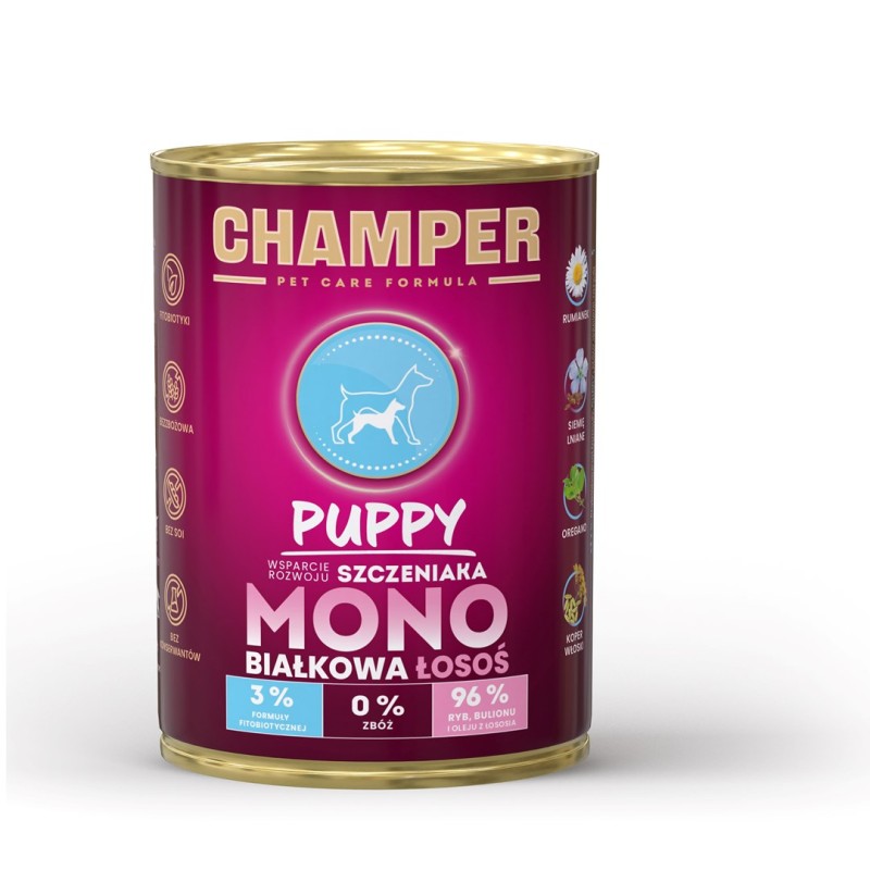 CHAMPER Puppy Monoprotein Salmon - wet dog food - 400g CHAMPER Puppy Monoprotein Salmon - wet dog food - 400g
