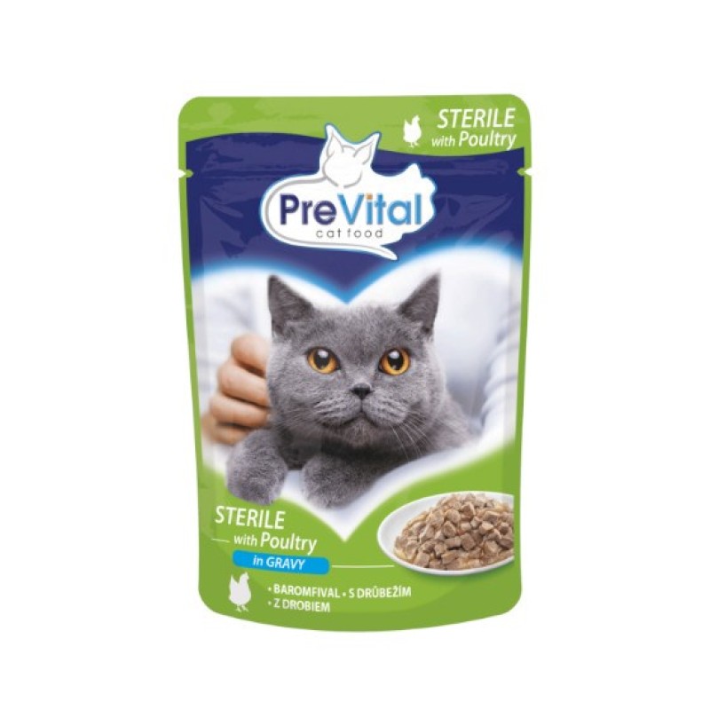 PREVITAL Cat Food Sterile Poultry in Sauce - Wet Cat Food - Pouch 100 g PREVITAL Cat Food Sterile Poultry in Sauce - Wet Cat Food - Pouch 100 g