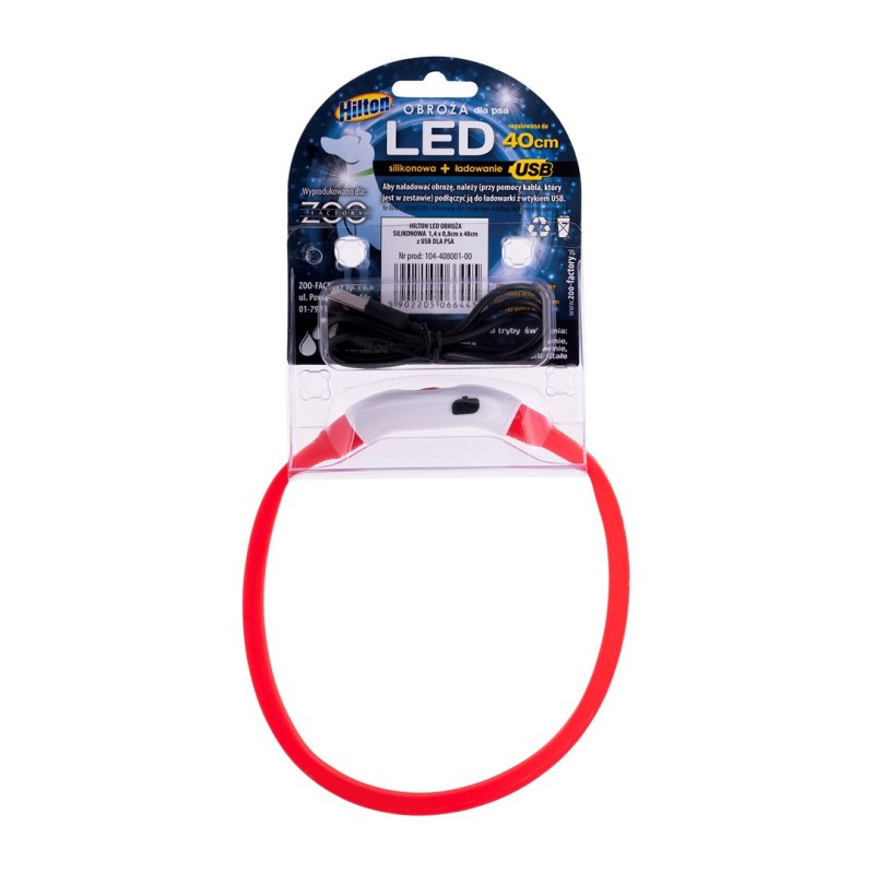 HILTON LED silicone 1.4x0.8x40 cm with USB - dog collar HILTON LED silicone 1.4x0.8x40 cm with USB - dog collar
