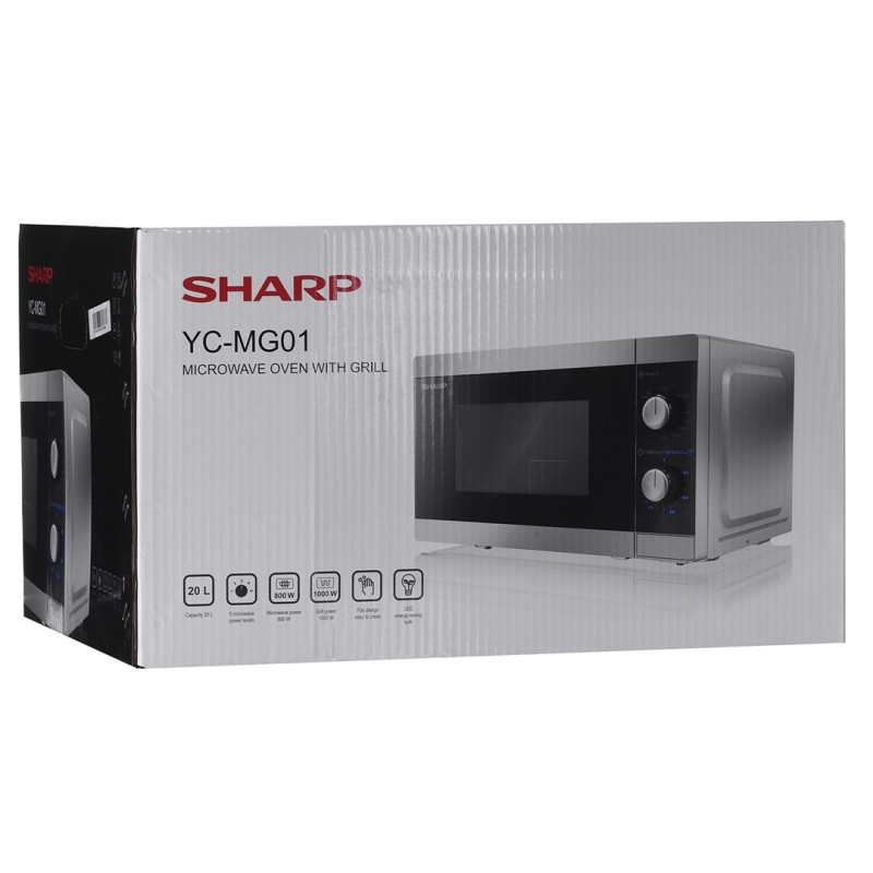 Sharp Home Appliances YC-MG01E-S microwave Countertop Combination microwave 20 L 800 W Black, Grey Sharp Home Appliances YC-MG01E-S microwave Countertop Combination microwave 20 L 800 W Black, Grey