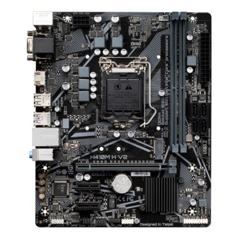 GIGABYTE H410M H V2 Motherboard - Supports Intel Core 10th CPUs, up to 2933MHz DDR4 (OC), 1xPCIe 3.0 M.2, GbE LAN, USB 3.2 Gen 1 GIGABYTE H410M H V2 Motherboard - Supports Intel Core 10th CPUs, up to 2933MHz DDR4 (OC), 1xPCIe 3.0 M.2, GbE LAN, USB 3.2 Gen 1