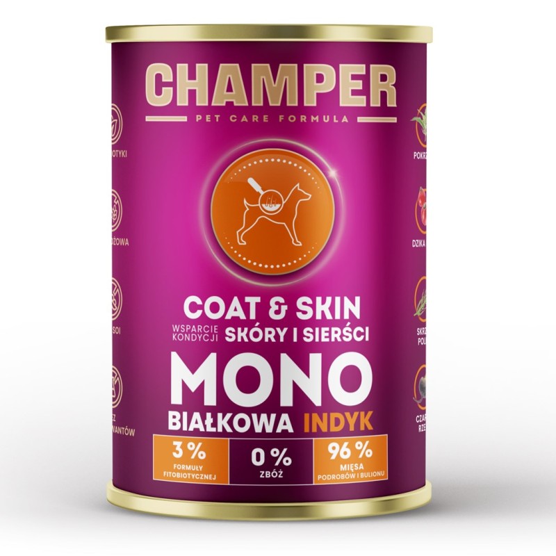 CHAMPER Coat & Skin Monoprotein Salmon - wet dog food - 400g