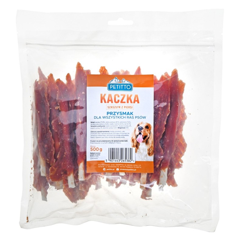 PETITTO Duck breast kebab - dog treat - 500 g PETITTO Duck breast kebab - dog treat - 500 g