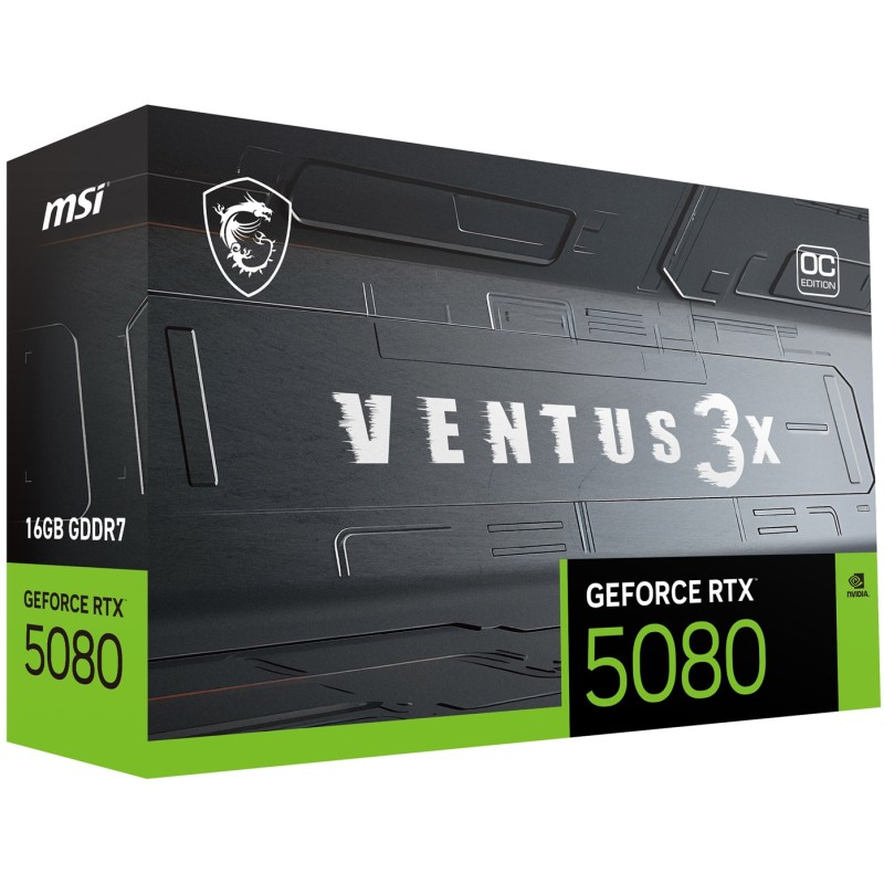 MSI VENTUS GEFORCE RTX 5080 16G 3X OC PLUS graphics card NVIDIA 16 GB GDDR7 MSI VENTUS GEFORCE RTX 5080 16G 3X OC PLUS graphics card NVIDIA 16 GB GDDR7