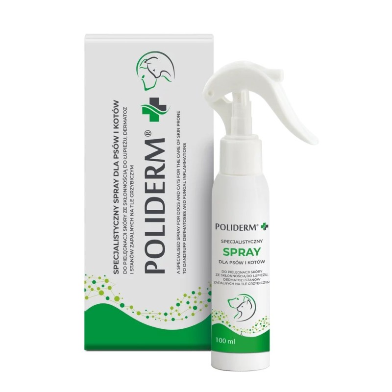JM SANTE Poliderm - care spray for dandruff-prone, inflamed and dermatosis-affected skin for dogs and cats – 100 ml JM SANTE Poliderm - care spray for dandruff-prone, inflamed and dermatosis-affected skin for dogs and cats – 100 ml