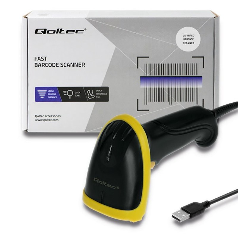 Qoltec 50867 Laser reader 1D | 2D | USB | Black Qoltec 50867 Laser reader 1D | 2D | USB | Black