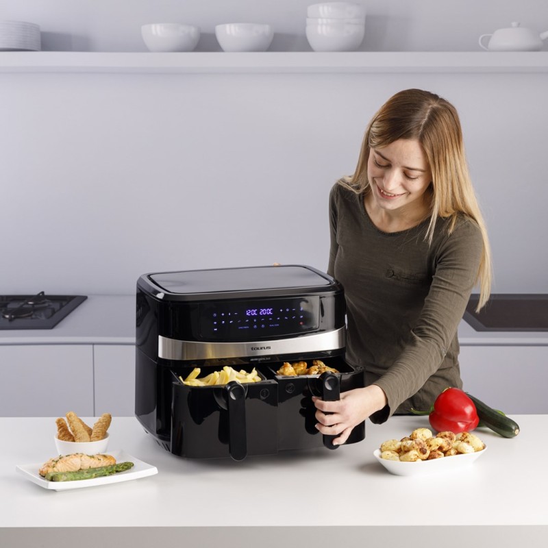Taurus Air Fry Digital Duo Double 9 L 2200 W Hot air fryer Black Taurus Air Fry Digital Duo Double 9 L 2200 W Hot air fryer Black
