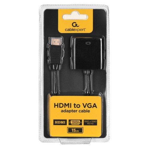 Gembird A-HDMI-VGA-04 video cable adapter 0.15 m VGA (D-Sub) HDMI Type A (Standard) Black