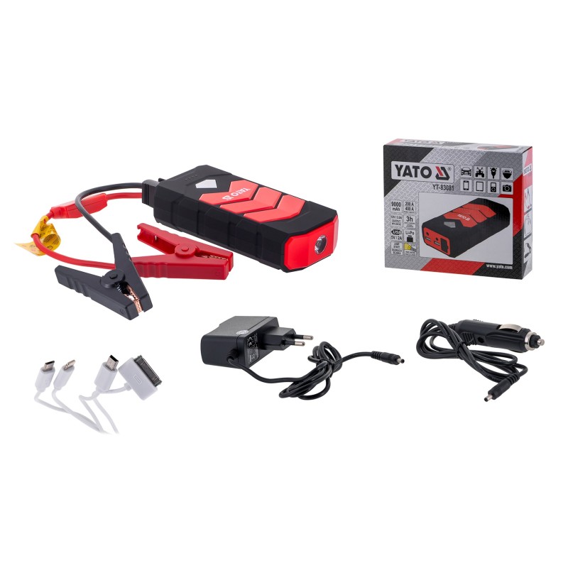 Car jump starter YATO YT-83081 car power bank 9000 mAh 9000 mAh Black, Orange Car jump starter YATO YT-83081 car power bank 9000 mAh 9000 mAh Black, Orange