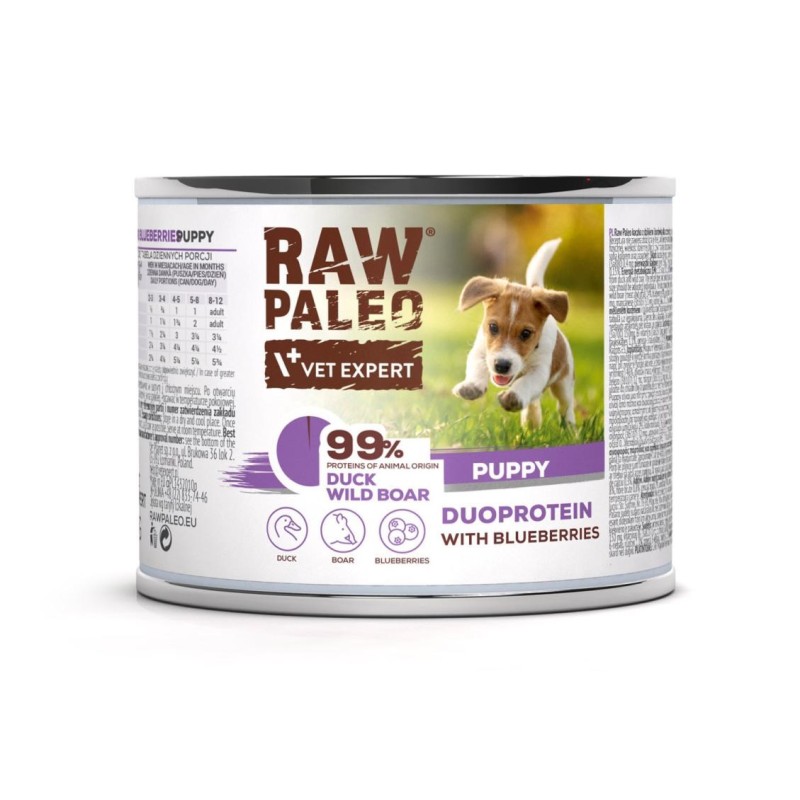 RAW PALEO Duoprotein Duck & Boar Puppy - wet dog food - 200g