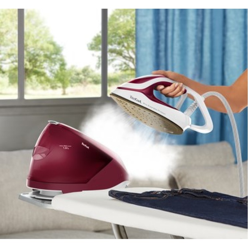 Tefal GV9220 steam ironing station 2600 W Durilium AirGlide Autoclean soleplate Burgundy, White Tefal GV9220 steam ironing station 2600 W Durilium AirGlide Autoclean soleplate Burgundy, White