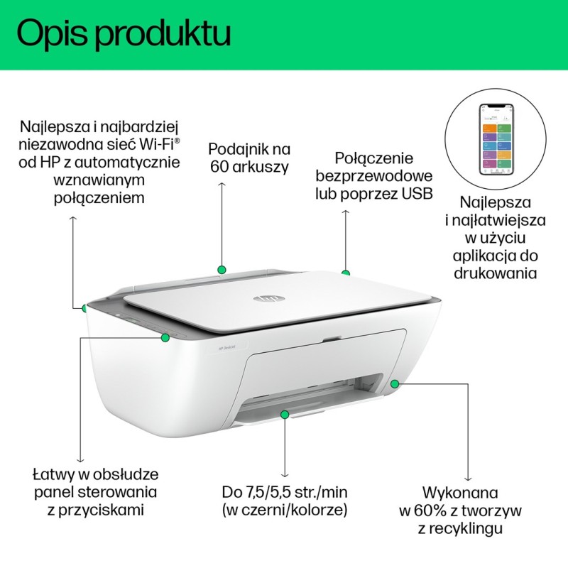 HP DeskJet 2820e All-in-One Printer Thermal inkjet A4 4800 x 1200 DPI 7.5 ppm Wi-Fi HP DeskJet 2820e All-in-One Printer Thermal inkjet A4 4800 x 1200 DPI 7.5 ppm Wi-Fi