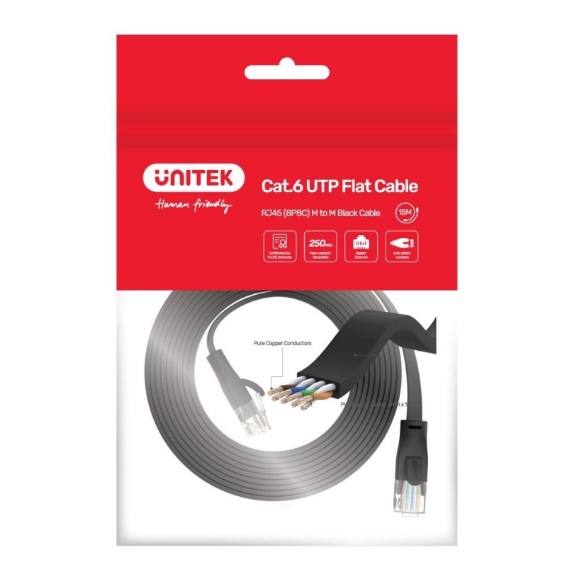 UNITEK Cat 6 UTP RJ45 (8P8C) Flat Ethernet Cable UNITEK Cat 6 UTP RJ45 (8P8C) Flat Ethernet Cable