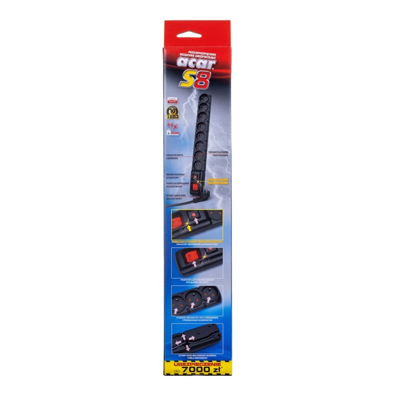 ACAR S8 power extension 1.5 m 8 AC outlet(s) Indoor Black ACAR S8 power extension 1.5 m 8 AC outlet(s) Indoor Black