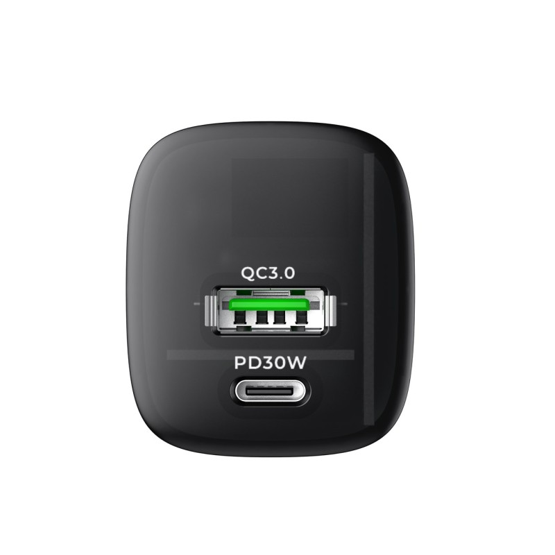 Havit UC303 EU - GaN 30 W dual-port travel charger, black Havit UC303 EU - GaN 30 W dual-port travel charger, black