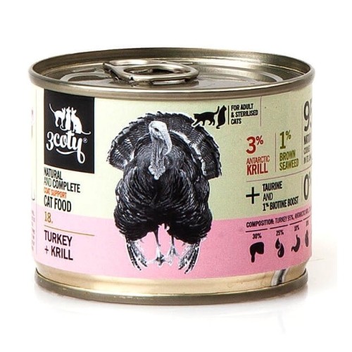 3COTY 18. Turkey with krill Coat support - wet cat food - 180g